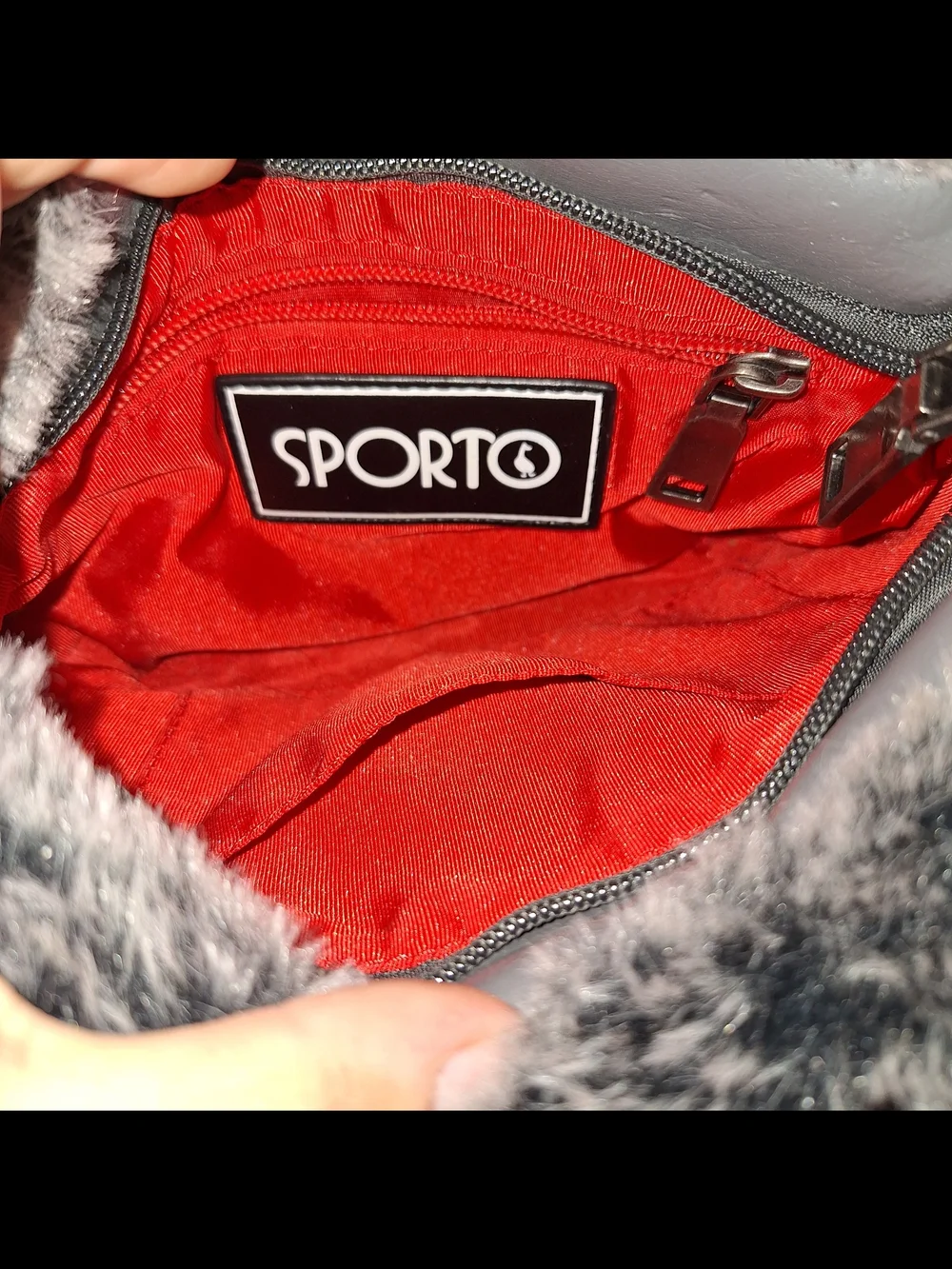 Sporto Y2K Grey Suede & Faux Fur Lace-Up Crossbody Bag